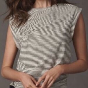 Pilcro Black and White Striped Tank Top